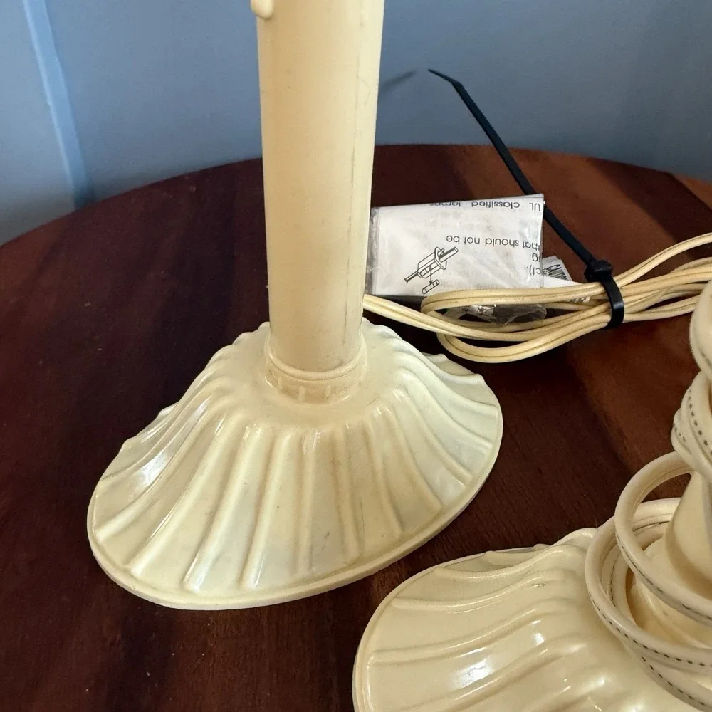 Vintage Electric Christmas Window Candeliers Lot 3 Ivory Clear Bulbs 8" F/W - Picture 2 of 4